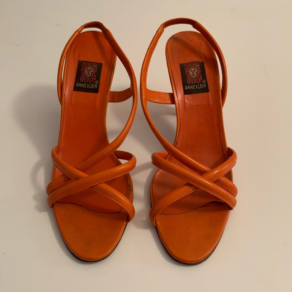3X “HOST PICK” Vintage Anne Klein Orange Leather Sandals.